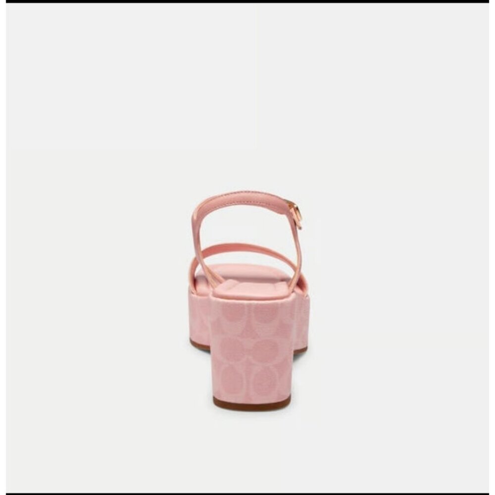Coach Wedge Gale Sandals Women's Size 7.5 & 9.5 Powder Pink Ankle Strap Open Toe - Picture 3 of 3
